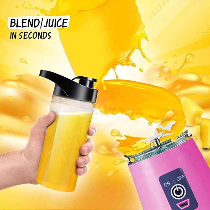 Fresh Wish Kitchen |Portable Electric USB Juice Maker Bottle | Blender Grinder Mixer | Rechargeable Bottle with 6 Blades