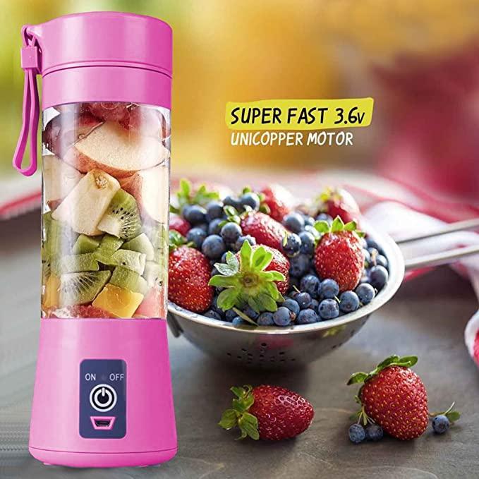 Fresh Wish Kitchen |Portable Electric USB Juice Maker Bottle | Blender Grinder Mixer | Rechargeable Bottle with 6 Blades